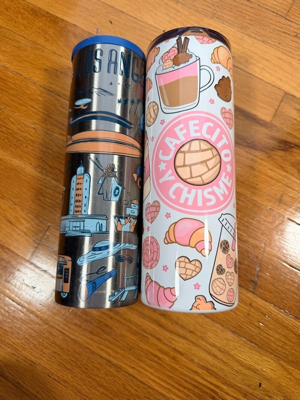 2 Travel Tumblers Bundle – Starbucks Los Angeles + Cafecito y Chisme Coffee Tum